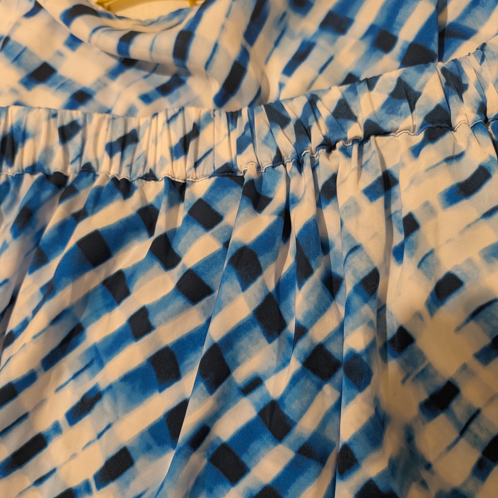 Pre-owned Elegant Blue and White A-Line Skirt Size M - Picture 6 of 7